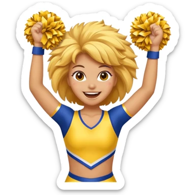 football cheerleader, big cheering pom, yellow and twinkle sticker