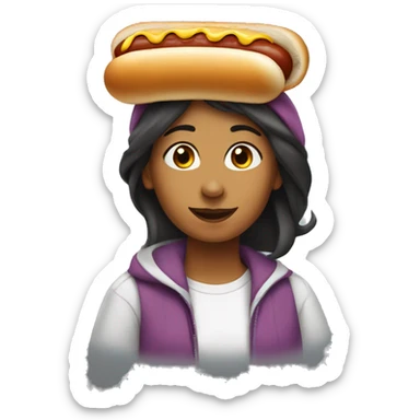 Yasmin wearing a hotdog as a hat  sticker