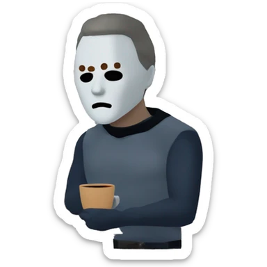 Michael Myers’s staring at window drinking coffee sticker
