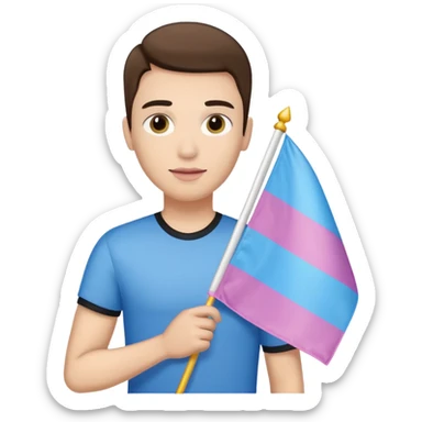 transgender man holding transgender pride flag sticker