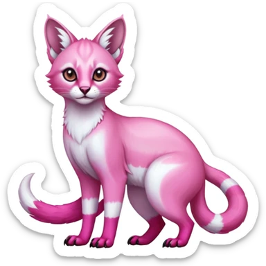 Colorful tropical pearly-albino-white iridescent glorious exotic cute cool beautiful shiny beautiful fantasy-caracal-civet-genet-sergal-vernid-Cacomistle-oncilla-animal-Fakémon-hybrid-fursona (full body) sticker