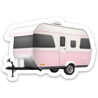 Realistic baby pink camping travel trailer isolated.  sticker