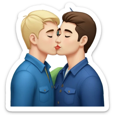 two men kissing on a mountain sticker
