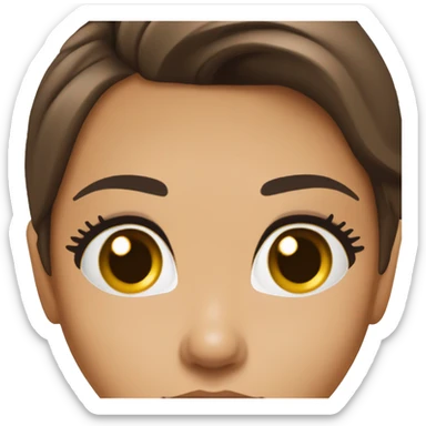 
3/4 face, contrasted, shadow, light, Eva Longoria expression, wink, thin nose, brunette woman, hazel eyes, long eyelashes, dark shoulder shaded hair, white t-shirt sticker