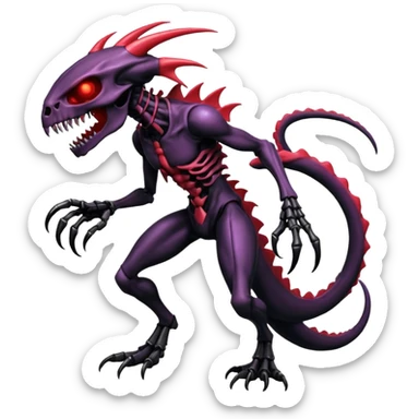 Shiny Futuristic Badass Demonic Spectral Dusky Spooky Skull-faced Cool Hot Stylish Handsome Alien-Venom-Salandit-Darkrai-Genesect-Fakémon-fusion (full body) sticker