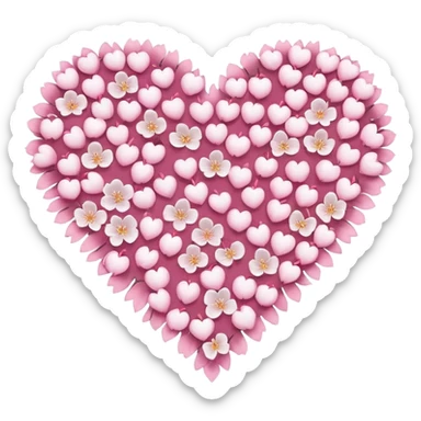 halloween sakura heart, heart made of white sakura petals with pink accents sticker