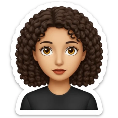 Woman with olive skin and dark brown curly hair and brown ey sticker