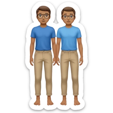 homme l'air cool taille moyenne corpulence maigre cheveux chatain court yeux bleus lunettes photo de pieds en pantalon  sticker