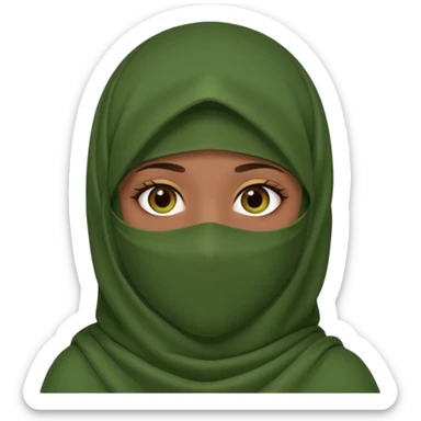 Niqab musli girl chocolate color make the niqab green cover whole face except her eay sticker