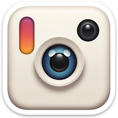 Create a [Instagram] in a minimalist, playful hand-drawn doodle style, using thick, uneven black outlines and keeping the object white with two small black dot eyes. Center the anthropomorphic object within a solid-colored circular background, maintaining the simple, cartoonish feel. sticker