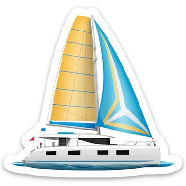 make a 50ft catamaran lagoon styled faceing to the right. make the sails patrone 7711 sticker