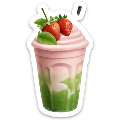 iced matcha latte strawberry  sticker