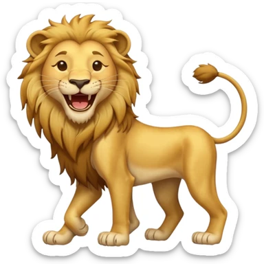 León desnutrido y flaco riéndose  de cuerpo entero sticker