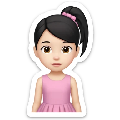 una chica pequeña con una cola color negro  de 4 años sticker
