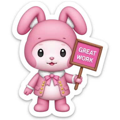 mymelody with sign that says great work sticker