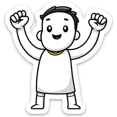 character celebrating victory with arms raised sticker