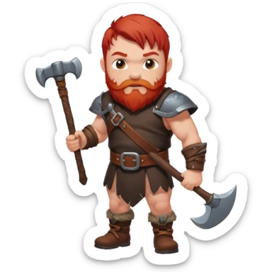 Ein zwerg mit roten Haaren und axt sticker