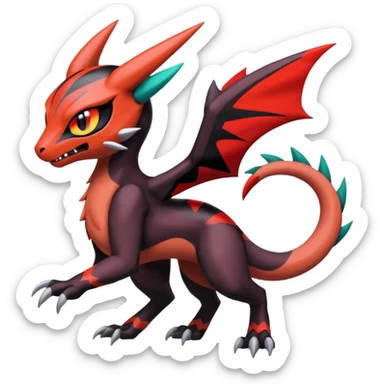 Colorful Cool Badass  Meloetta-Litten-Noivern-Salandit-Guilmon-Darkrai-Pokémon-Fakémon-fusion-hybrid-creature sticker