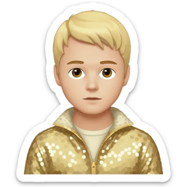Brady Corbet as Brian Lackey from Mysterious Skin with light skin, golden blonde hair, cream sequin outfit sticker
