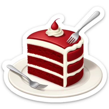 red velvet cake with fork and plate sticker