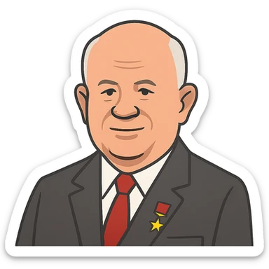 flat toon style portrait of Nikita Khrushchev sticker