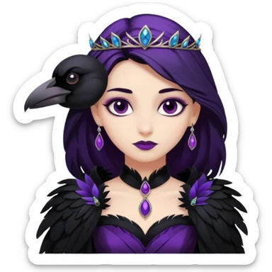 Raven Princess – feather brooch + plum blackgown,Shadow Princesses. sticker