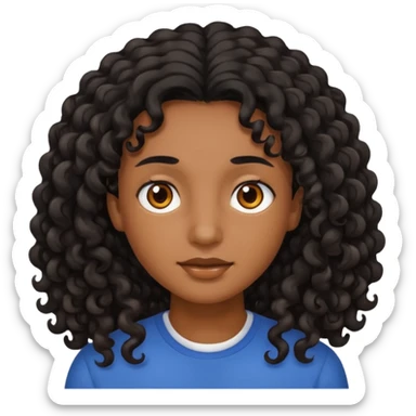 brown soft tone of skin, long curly black hair, brown eyes sticker