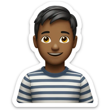 smiling boy in striped shirt sticker