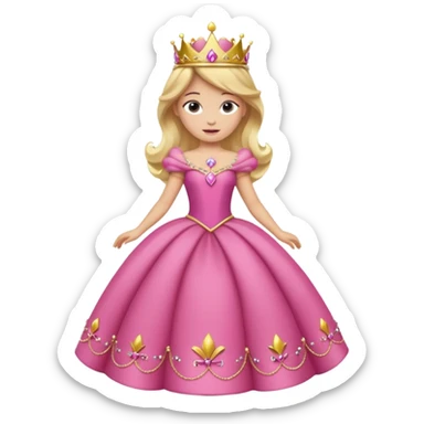 Princesa aurora Disney com vestido grande roda com uma tiara pequena e corpo inteiro, sticker