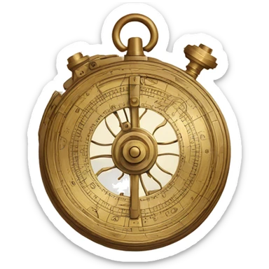 A detailed astrolabe with intricate engravings, emphasizing the blend of scientific tools and mechanical innovation. sticker
