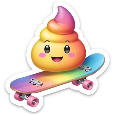  pastel rainbow kawaii Poop skateboarding  sticker