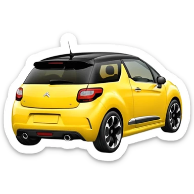 Yellow car Citroen DS3  with black roof sticker