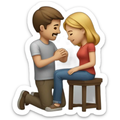 Man on knee patting woman’s head sticker