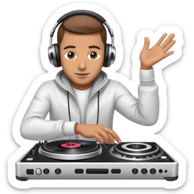 DJ mixing beats on turntables sticker