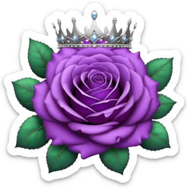 Purple rose flower, silver circle plaque, silver tiara sticker