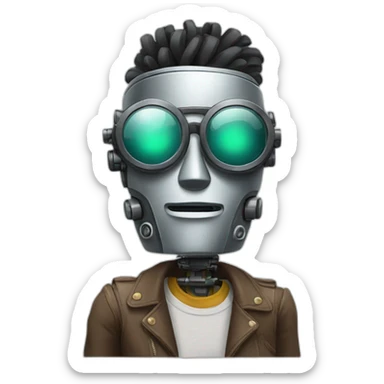 AI Robot in the style of a berlin hipster sticker