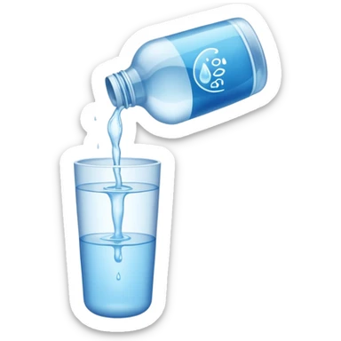 bottle of water pouring out --no glas sticker