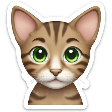 extremely cute kawaii brown tabby kitten with green eyes sticker