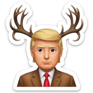 Trump with deer antlers sticker