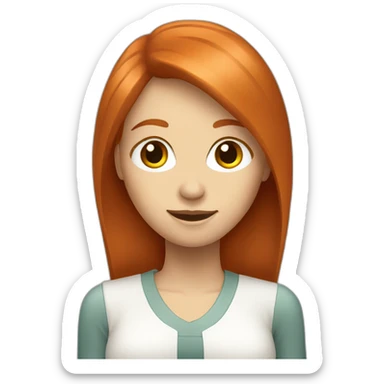 redhead white woman with medium long straight hair, saying ok sticker