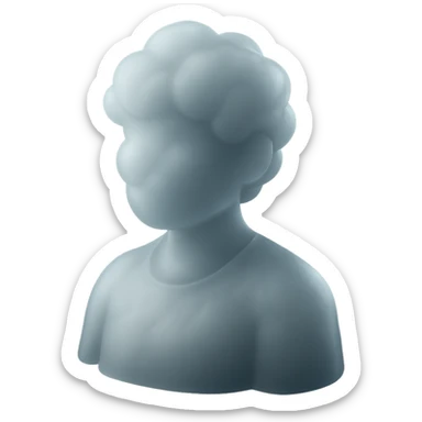 A person from the shoulders up, entirely composed of white fluffy, convex clouds sticker