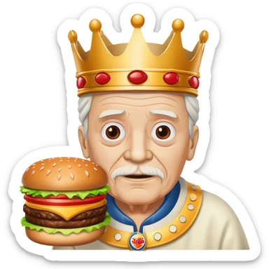 White old man with a Burger King crown on  sticker