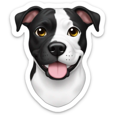 Staffi noir avec des chaussettes blanche des tache de brunger et un trait blanc sur le museau sticker