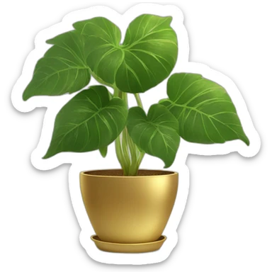 divine plant with big leaves in a golden flower pot with on a stand sticker