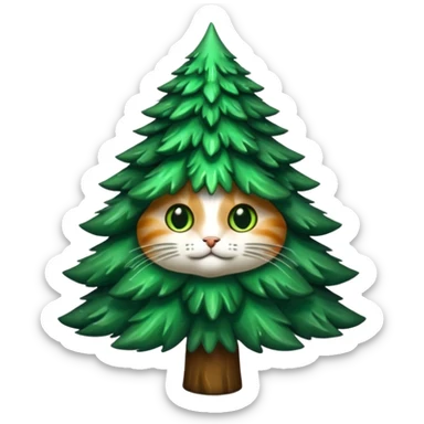 je veux un chapin ! un chat fusionné avec un sapin sticker