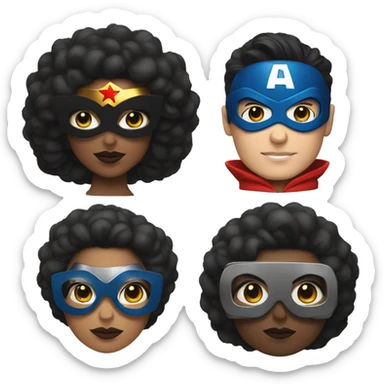 afro wonderwoman with white skin superman with glasses sticker