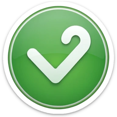 A white tick in a green circle sticker