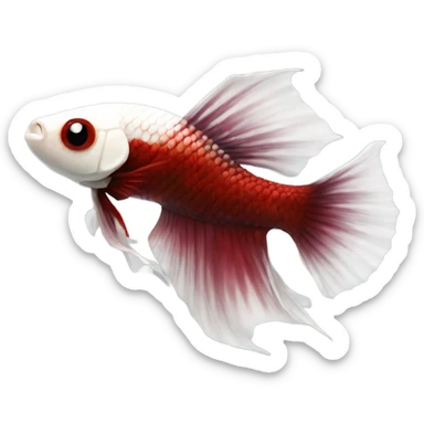 Dragon betta intense white body dark red fins sticker