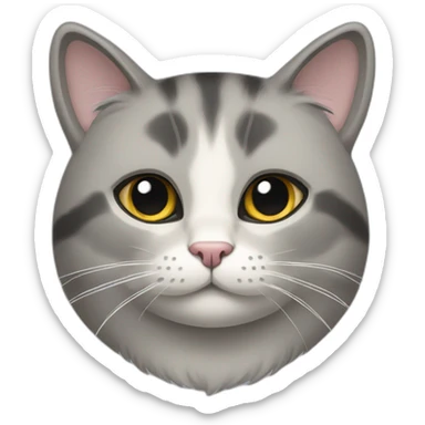 a round-faced gray beehive cat sticker