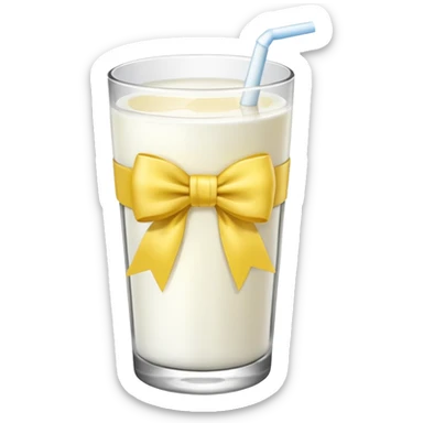 Glass of milk with a yellow bow wrapped around the glass  sticker
